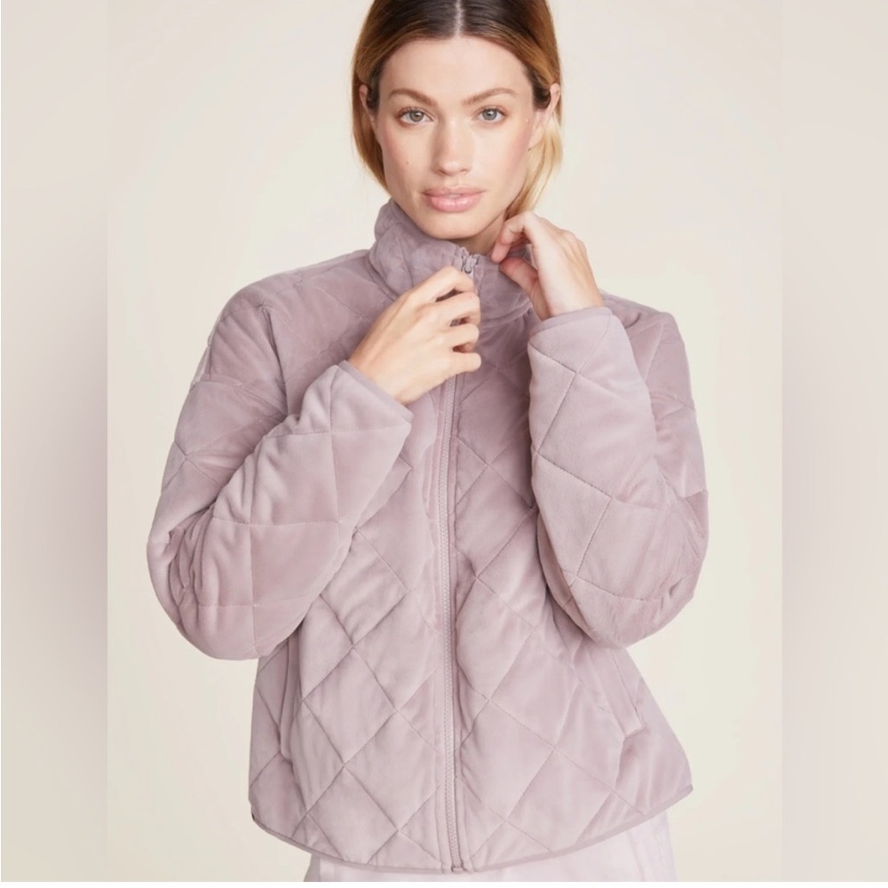 NEW Barefoot Dreams LuxeChic Quilted Velvour Jacket in Deep Taupe - Picture 10 of 10